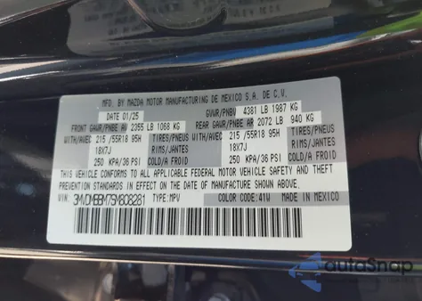 2025 Mazda Cx-30 2.5 S Select Sport z USA, uszkodzony, nr VIN 3MVDMBBM7SM808281